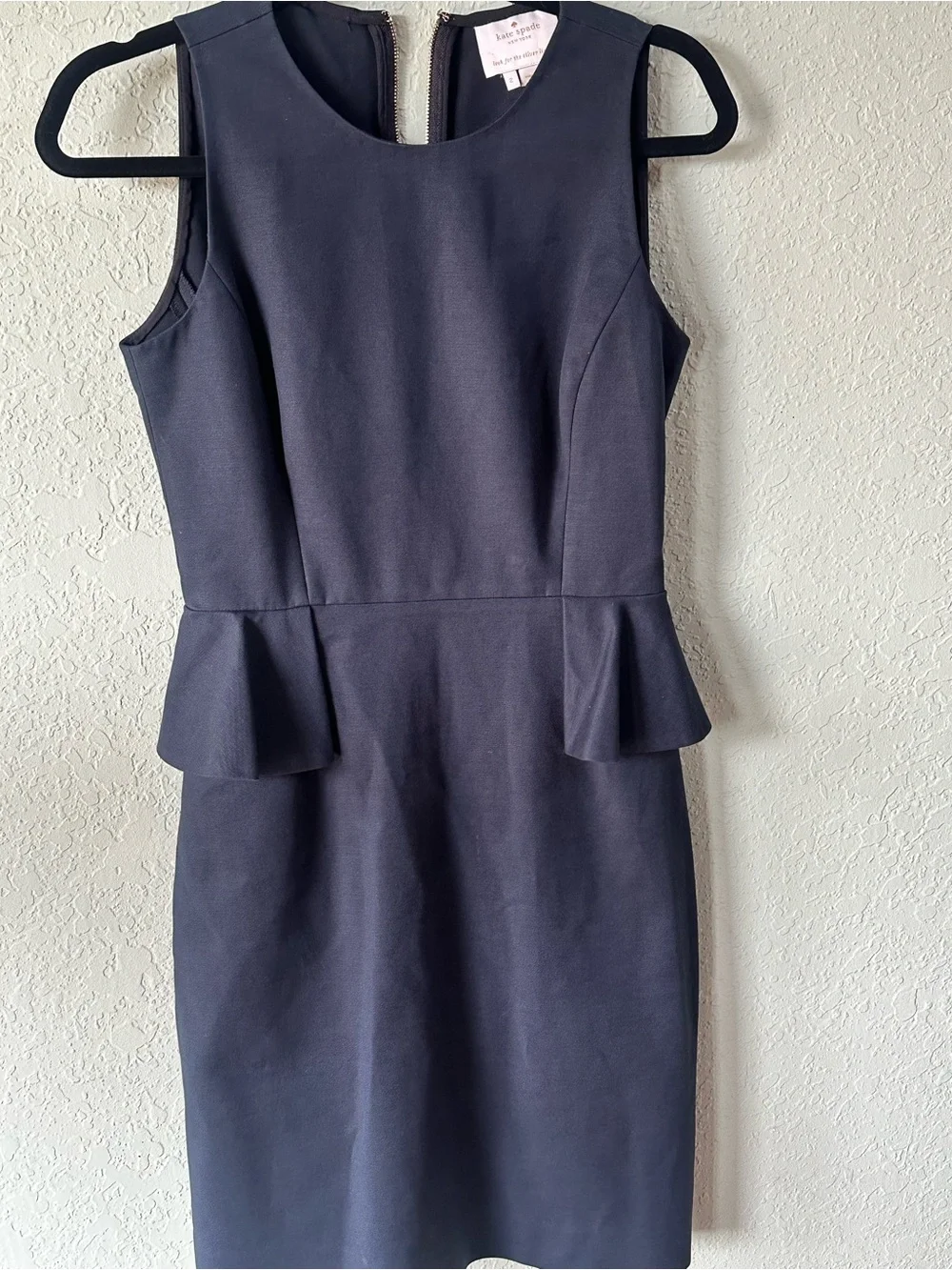 kate spade navy sleeveless peplum sheath dress